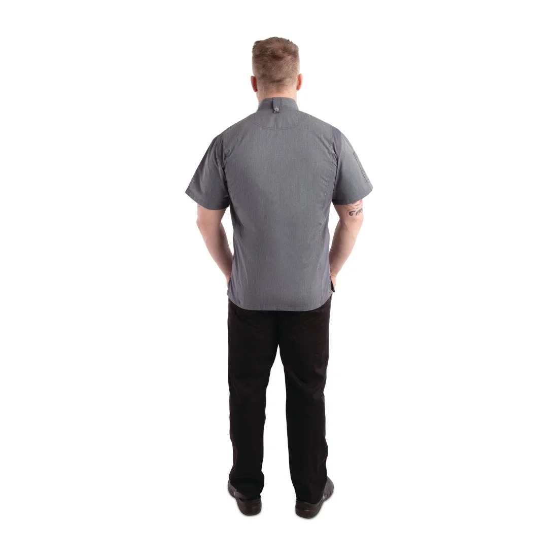Chef Works Unisex Springfield Lightweight Short Sleeve Zipper Coat Ink Blue - Image 11