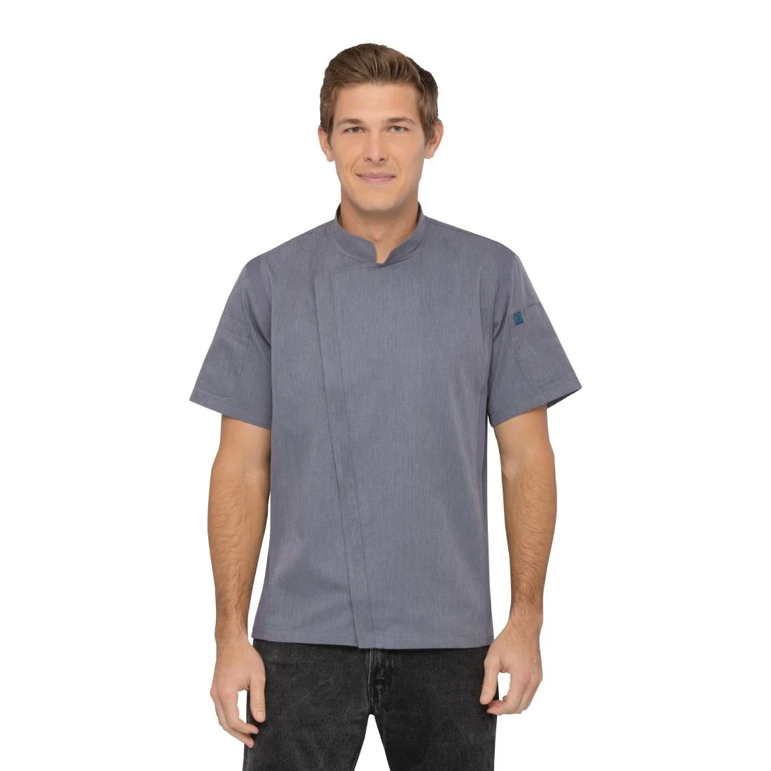 Chef Works Unisex Springfield Lightweight Short Sleeve Zipper Coat Ink Blue - Image 13