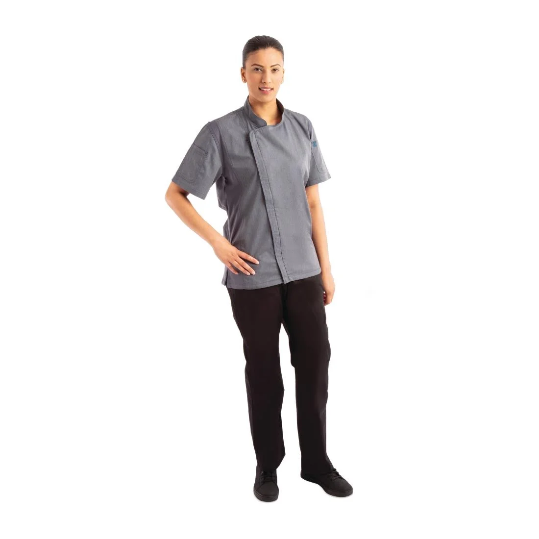Chef Works Unisex Springfield Lightweight Short Sleeve Zipper Coat Ink Blue - Image 14