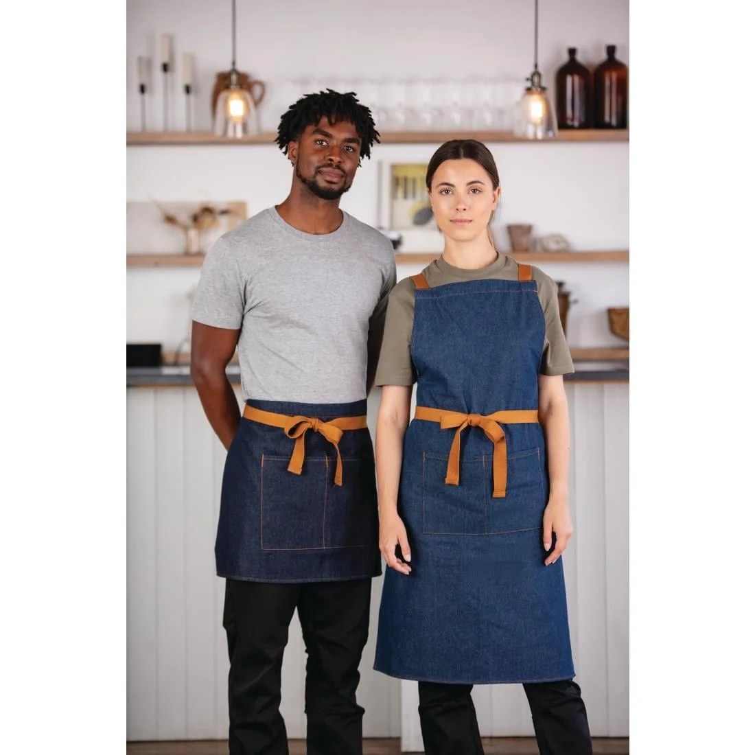 Southside Waist Apron Denim Blue Tan Ties - Image 2