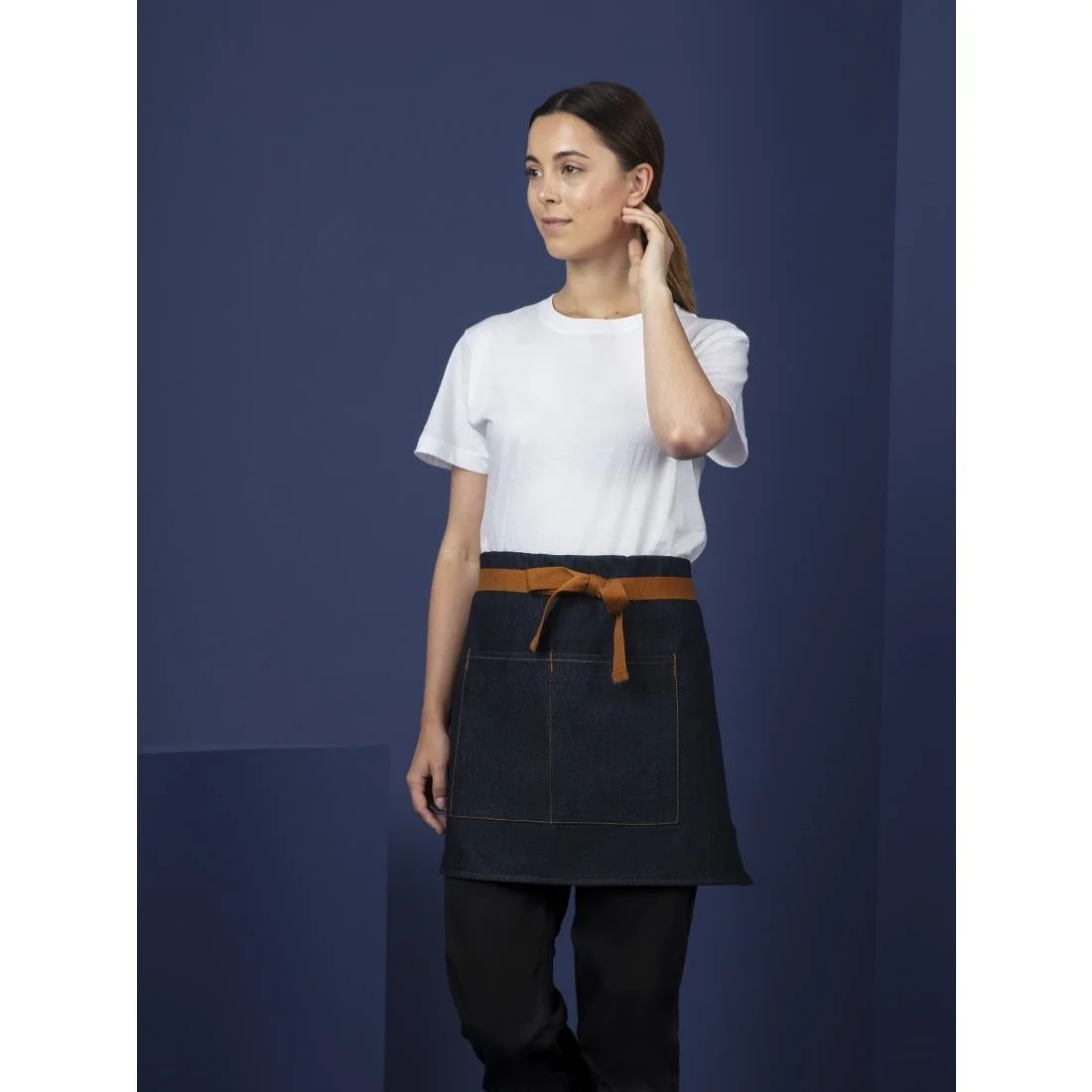 Southside Waist Apron Denim Blue Tan Ties - Image 8