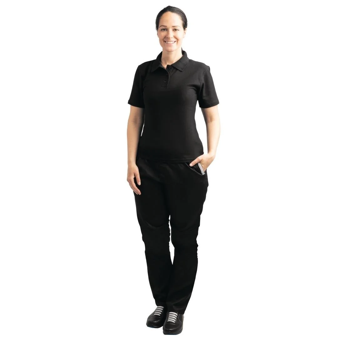 Ladies Polo Shirt Black - Image 2