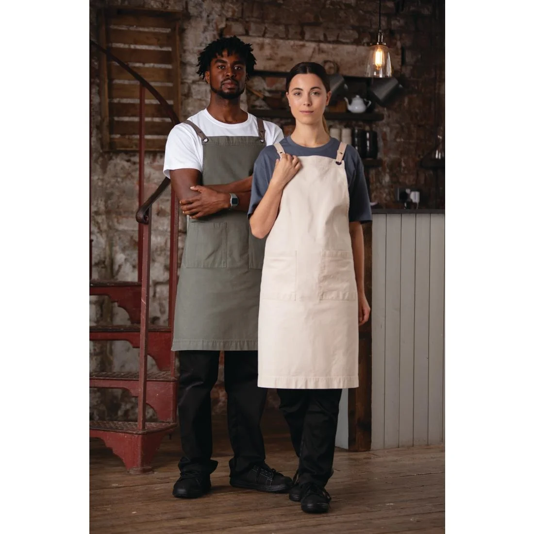Southside Cotton Canvas Bib Apron Khaki - Image 3