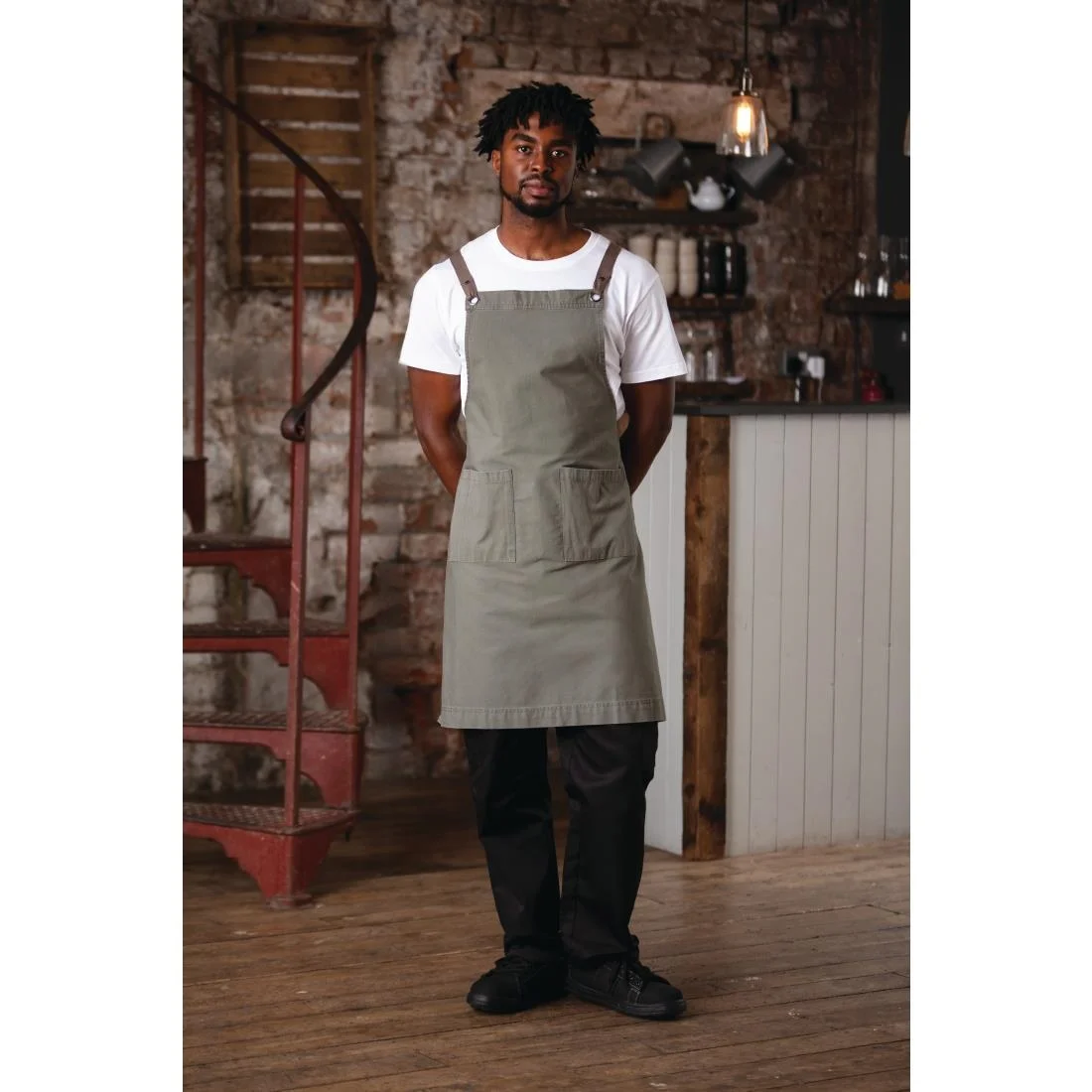 Southside Cotton Canvas Bib Apron Khaki - Image 11