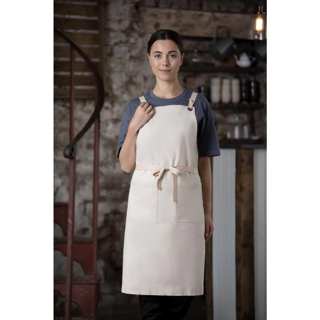 Southside Cotton Canvas Bib Apron Stone - Image 10