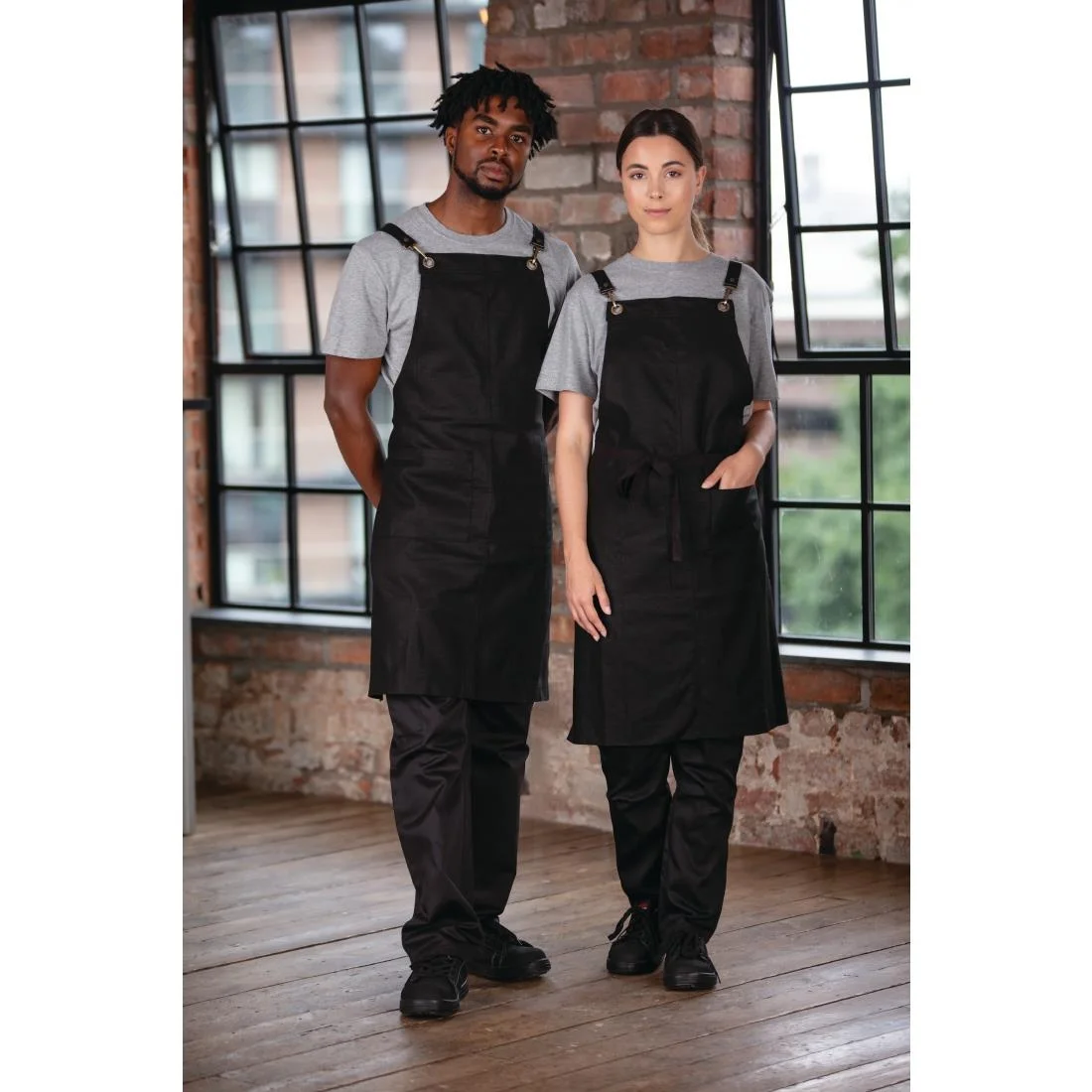 Southside Linen Blend Bib Apron Black - Image 7