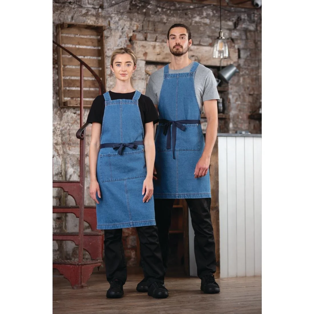Southside Denim Bib Apron Light Blue - Image 9