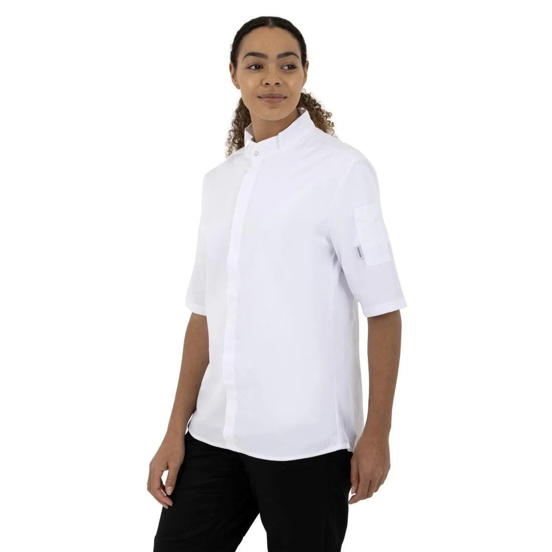 Southside Band Collar Unisex Chef Jacket White - Image 9