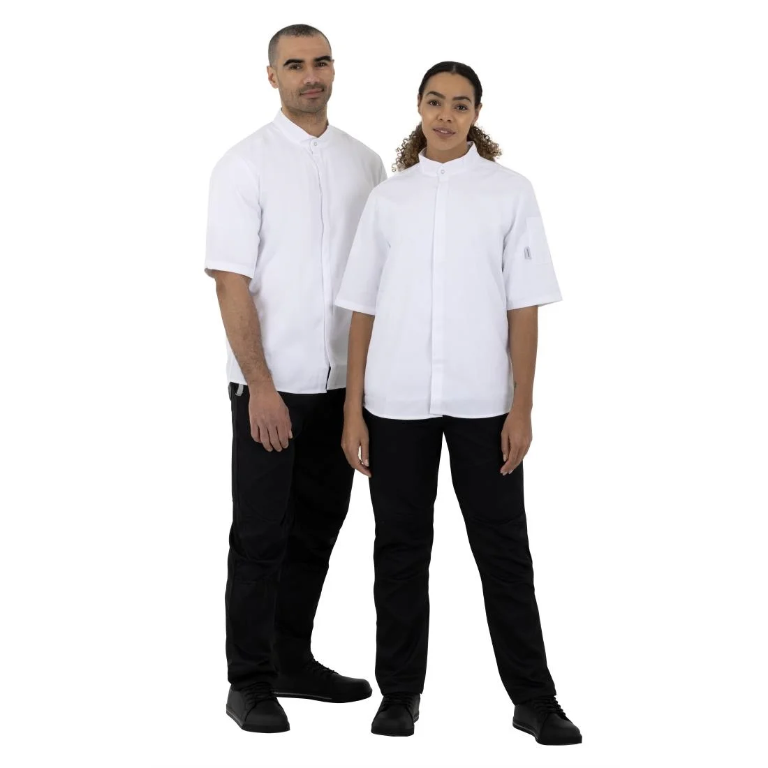 Southside Band Collar Unisex Chef Jacket White - Image 10