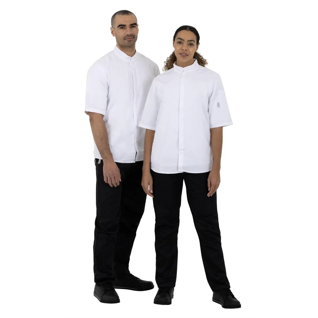 Southside Band Collar Unisex Chef Jacket White - Image 11