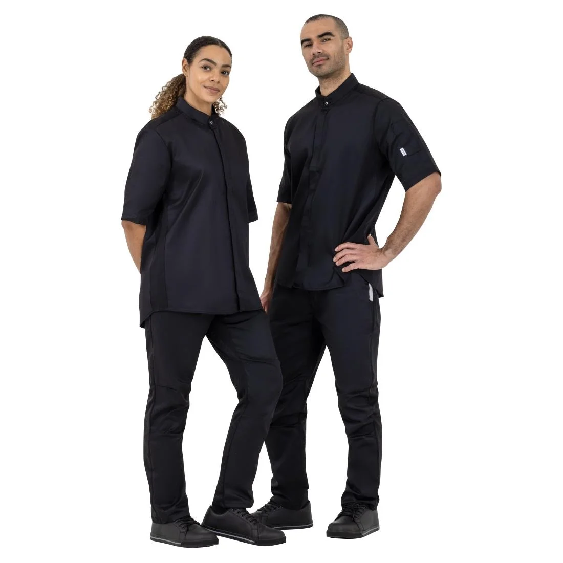 Southside Band Collar Unisex Chef Jacket Black - Image 11
