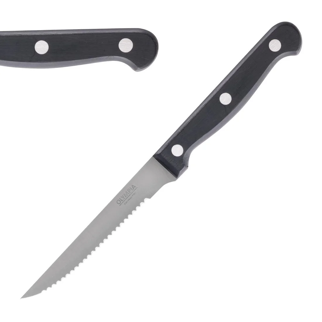 Olympia Serrated Steak Knives Black Handle 115mm