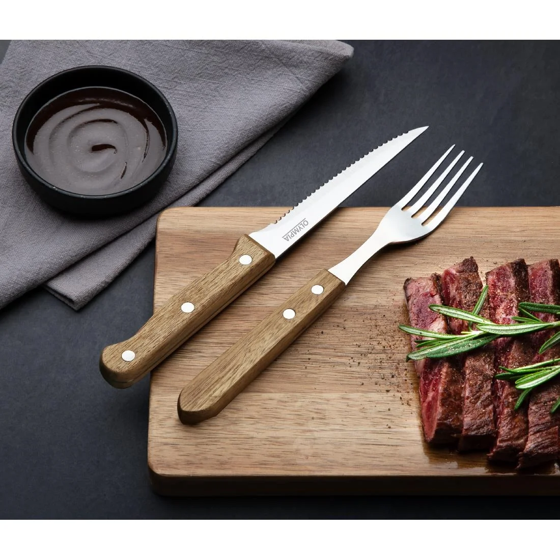Steak Knives Wooden Handle 215mm - Image 5