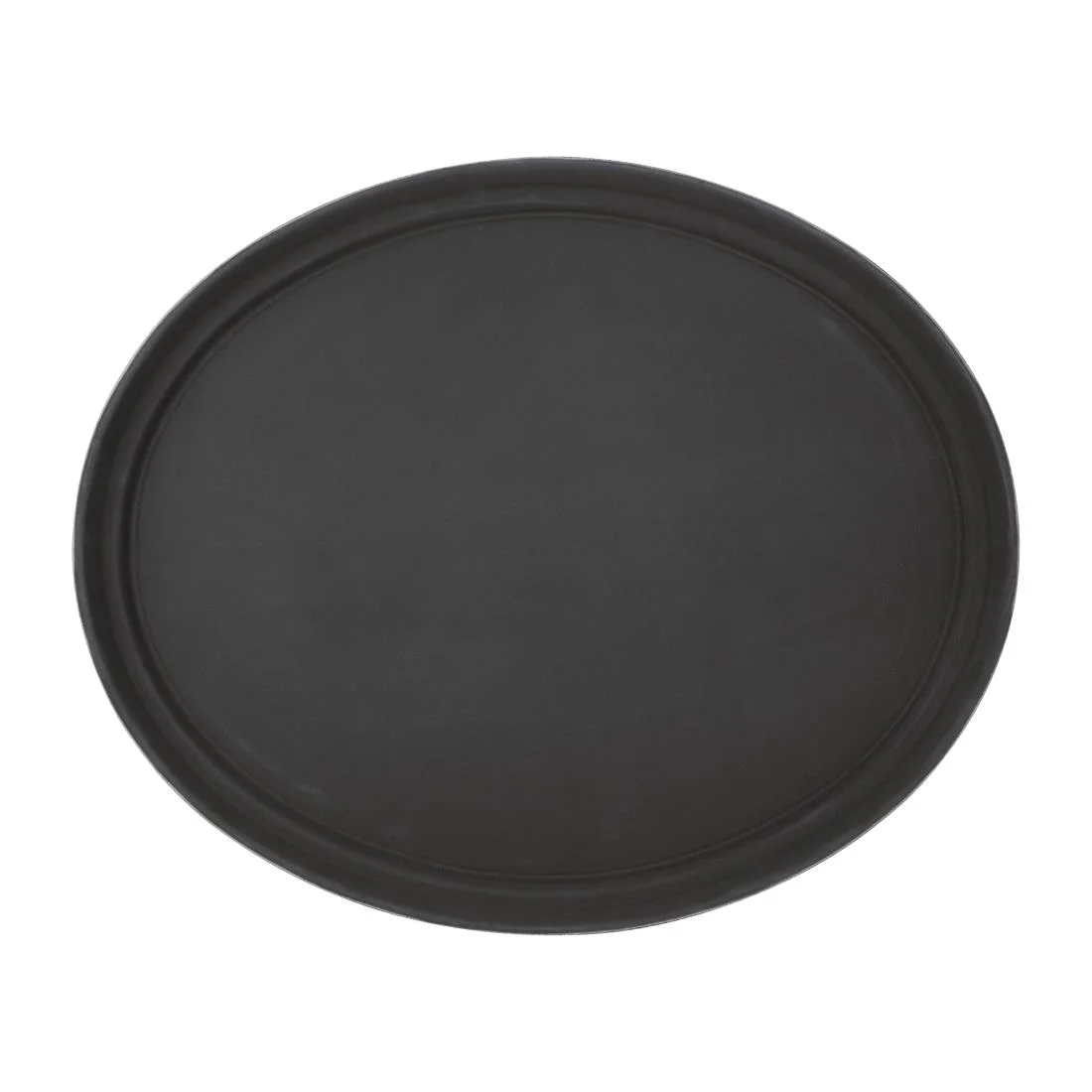 Kristallon Plastic Oval Non Slip Tray Black 27 x 22 in
