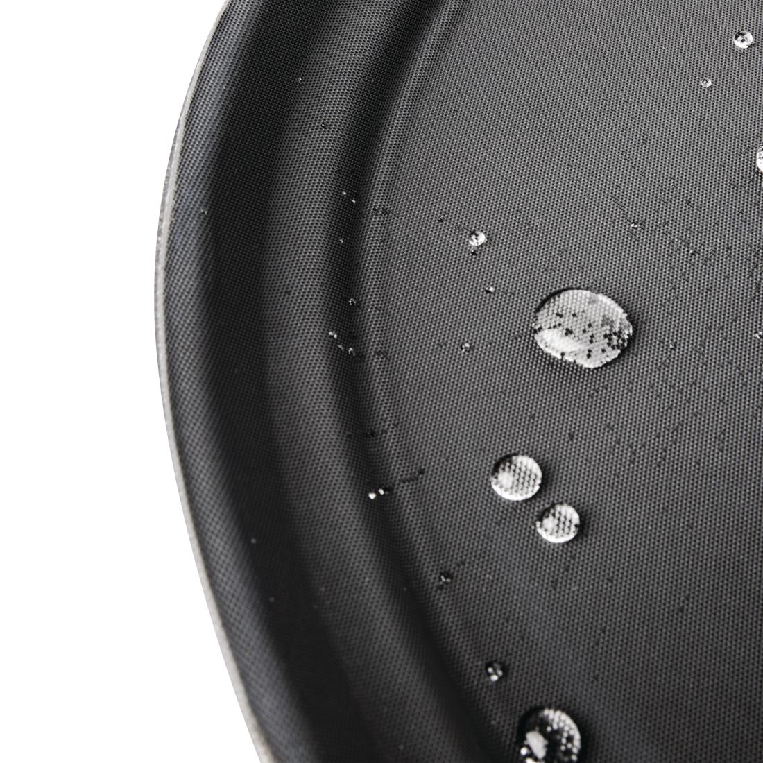 Kristallon Plastic Oval Non Slip Tray Black 27 x 22 in