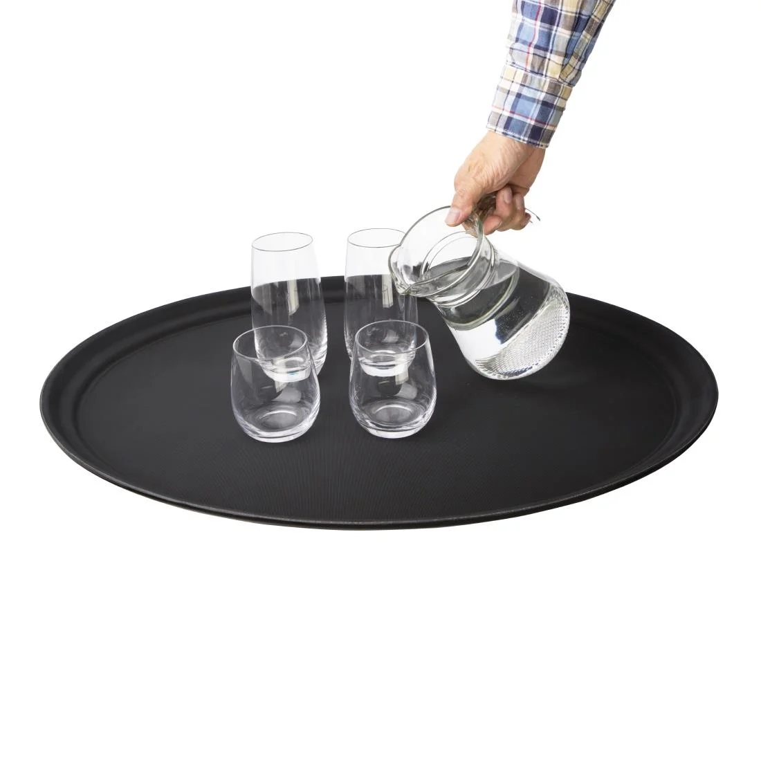 Kristallon Plastic Oval Non Slip Tray Black 27 x 22 in - Image 8