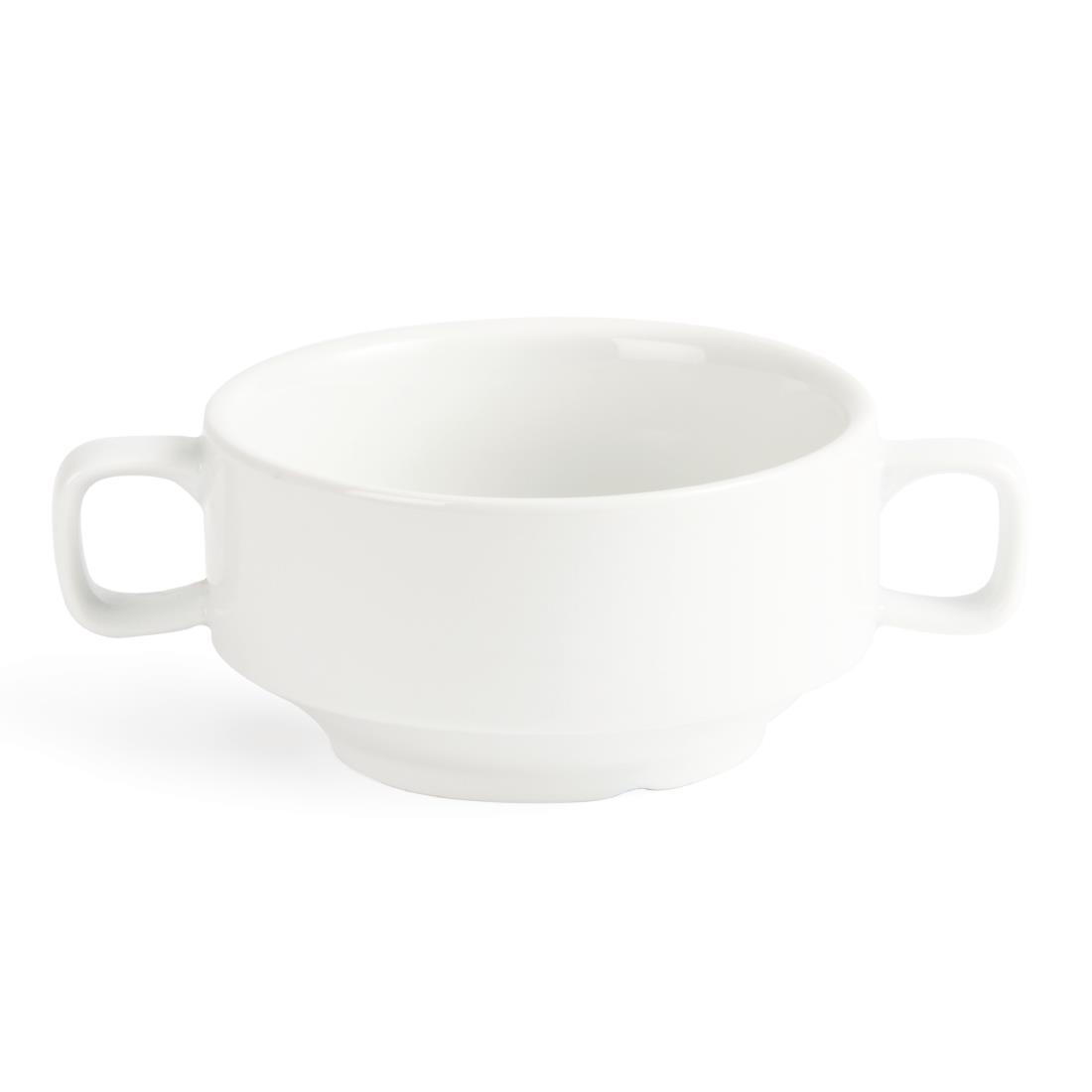 Olympia Whiteware Soup Bowls With Handles 400ml 14oz