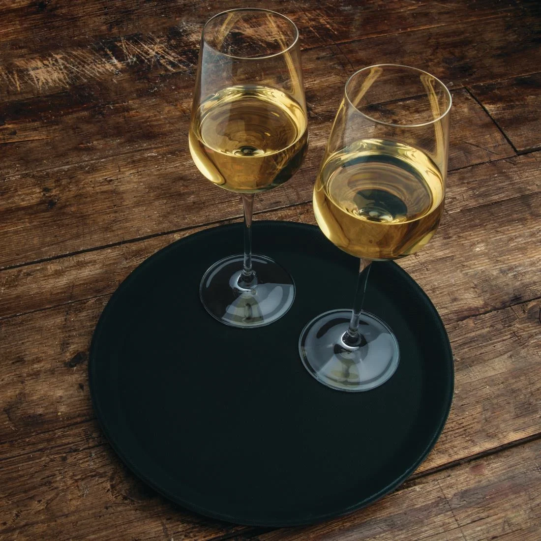 Kristallon Plastic Round Anti Slip Tray Black 11 in - Image 2