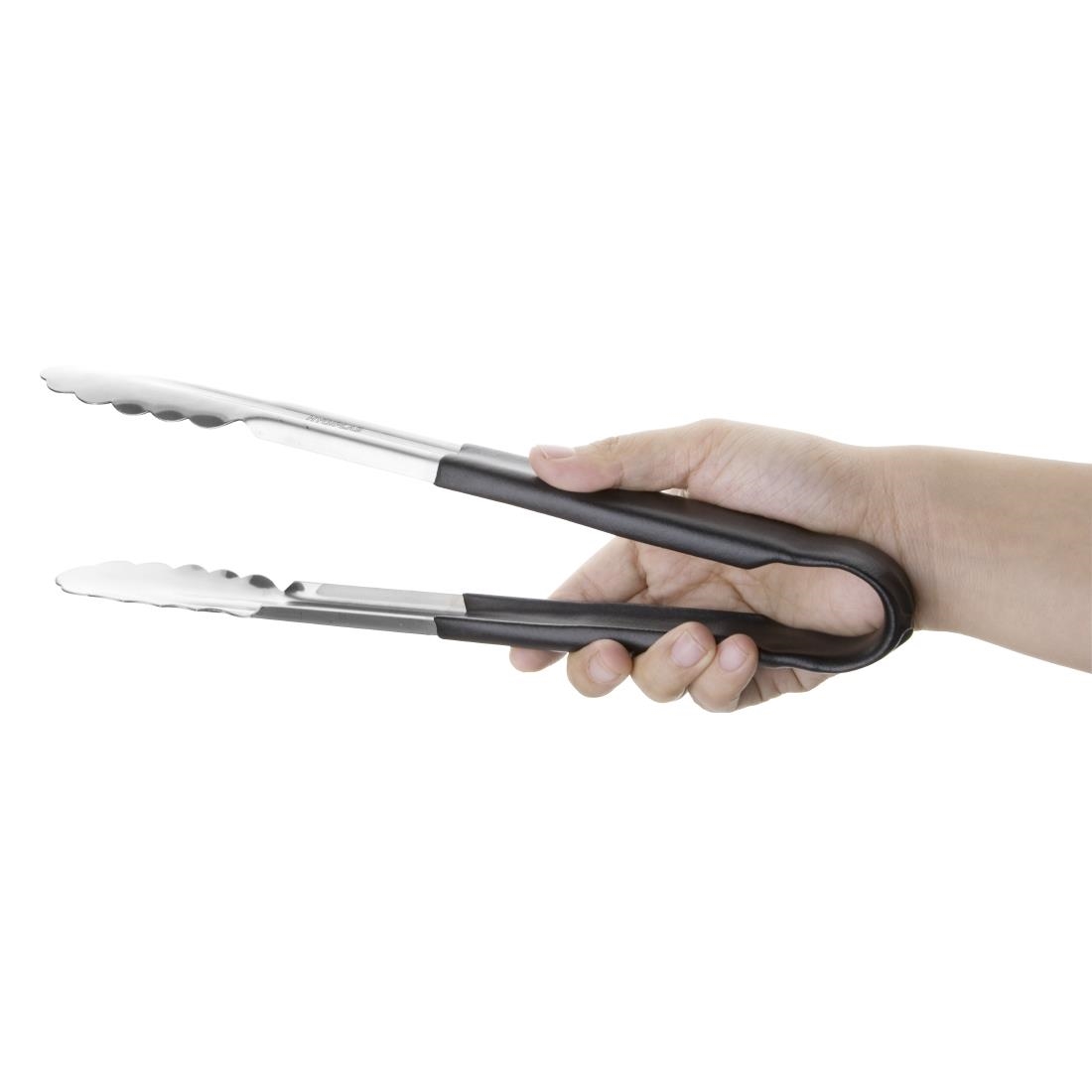 Vogue Colour Coded Black Serving Tongs 11"