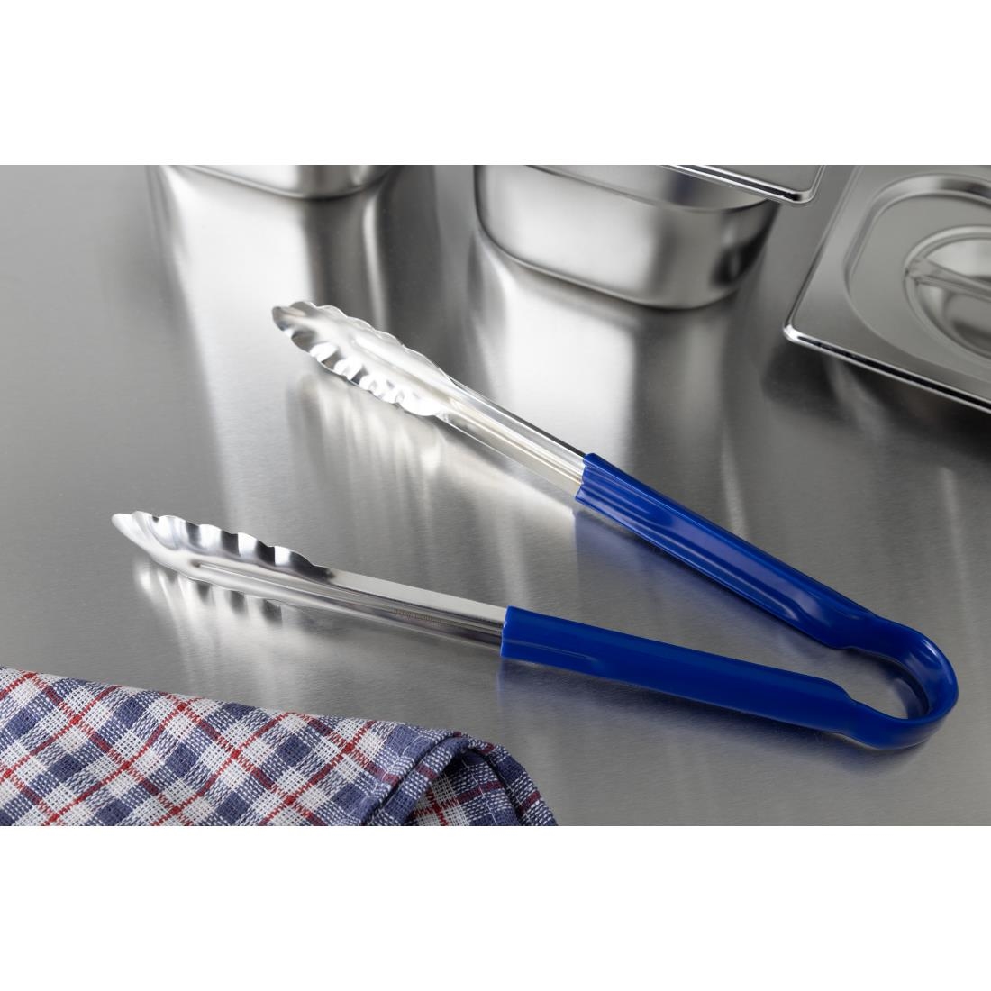Vogue Colour Coded Blue Serving Tongs 11"