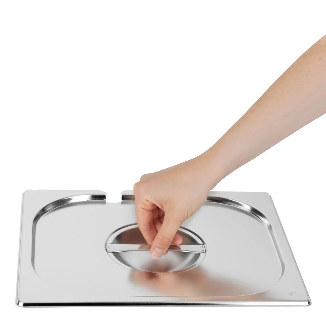 Vogue Stainless Steel 1/2 Gastronorm Notched Lid - Image 7