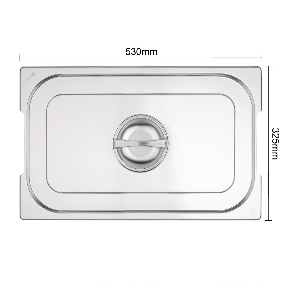 Vogue Stainless Steel 1/1 Gastronorm Handled Pan Lid