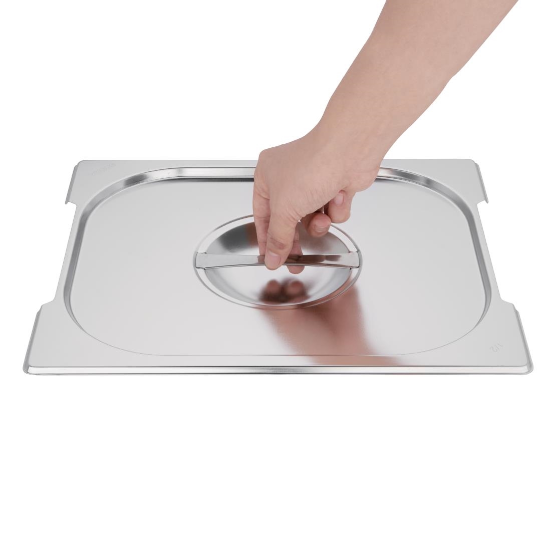 Vogue Stainless Steel 1/2 Gastronorm Handled Pan Lid