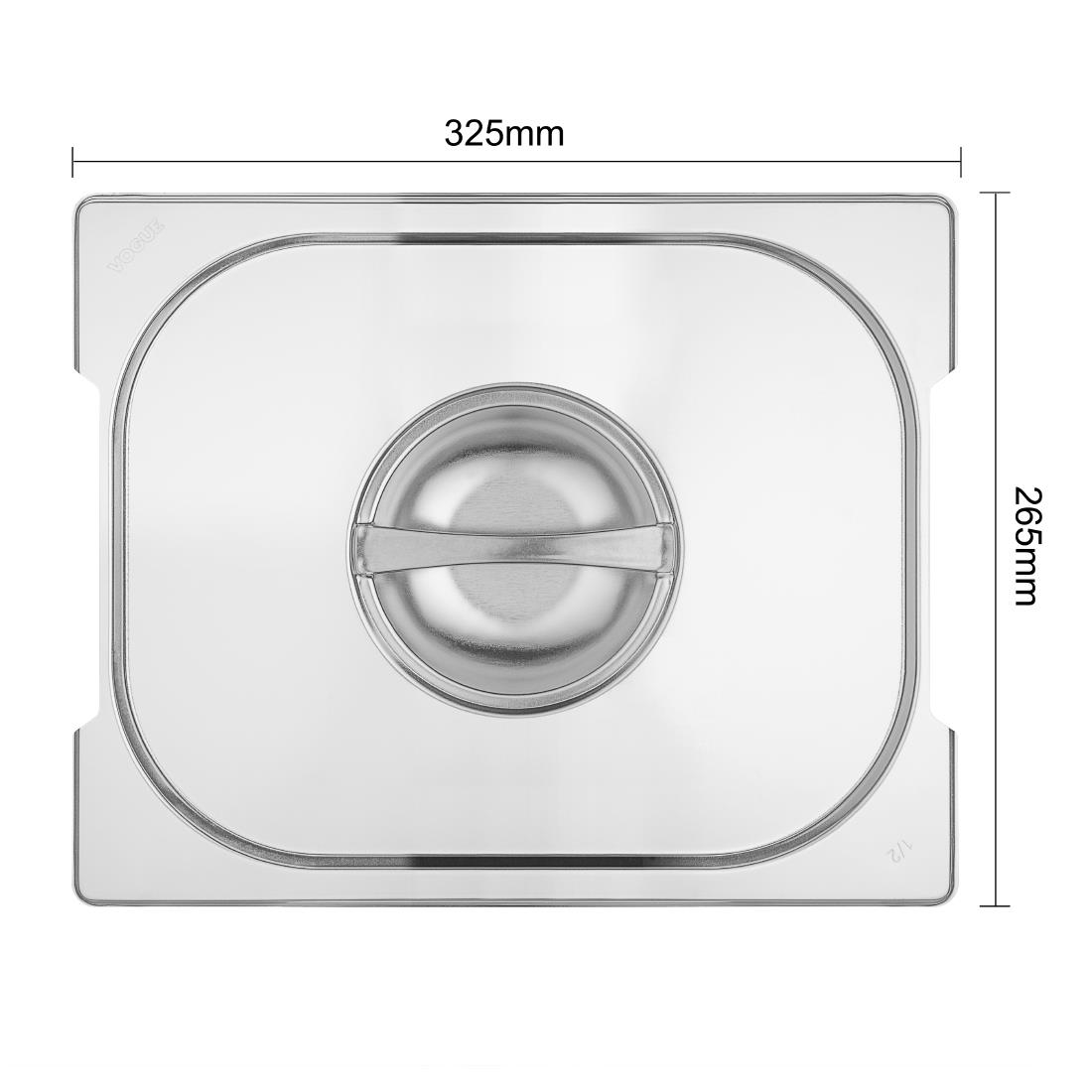 Vogue Stainless Steel 1/2 Gastronorm Handled Pan Lid