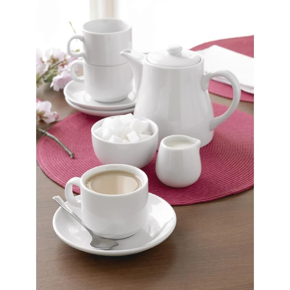 Olympia Whiteware Stacking Tea Cups 200ml 7oz - Image 3