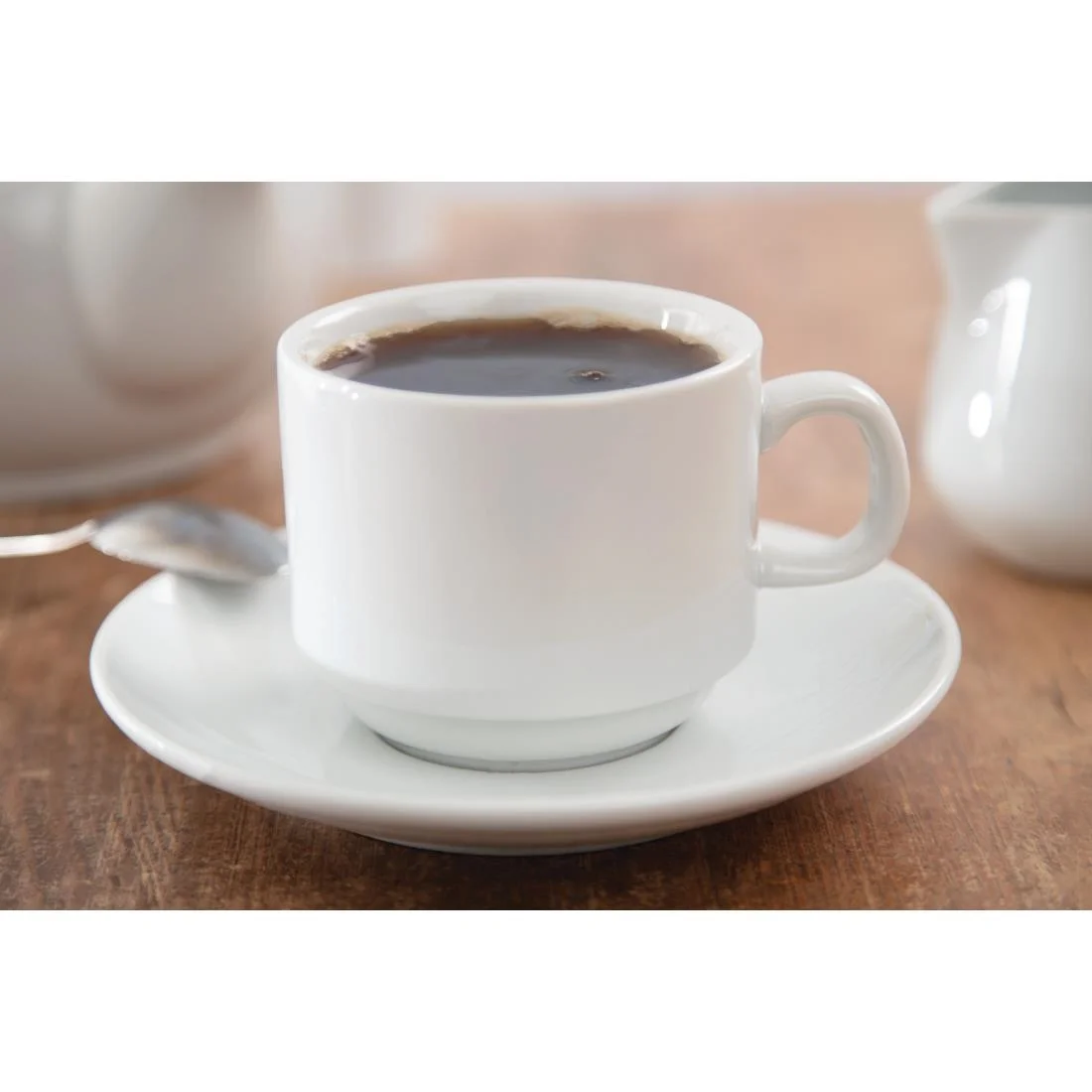 Olympia Whiteware Stacking Tea Cups 200ml 7oz - Image 4