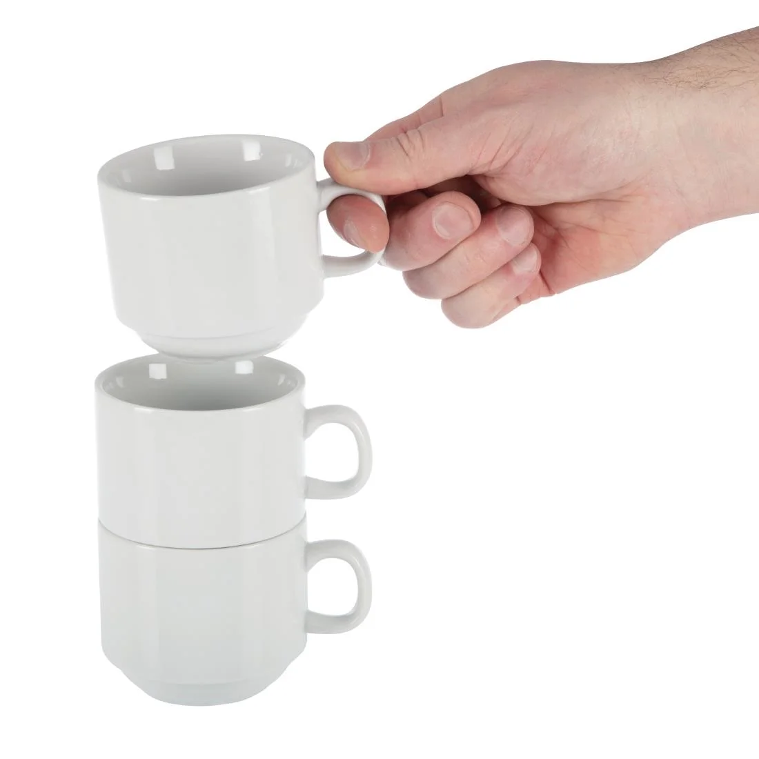 Olympia Whiteware Stacking Tea Cups 200ml 7oz - Image 8