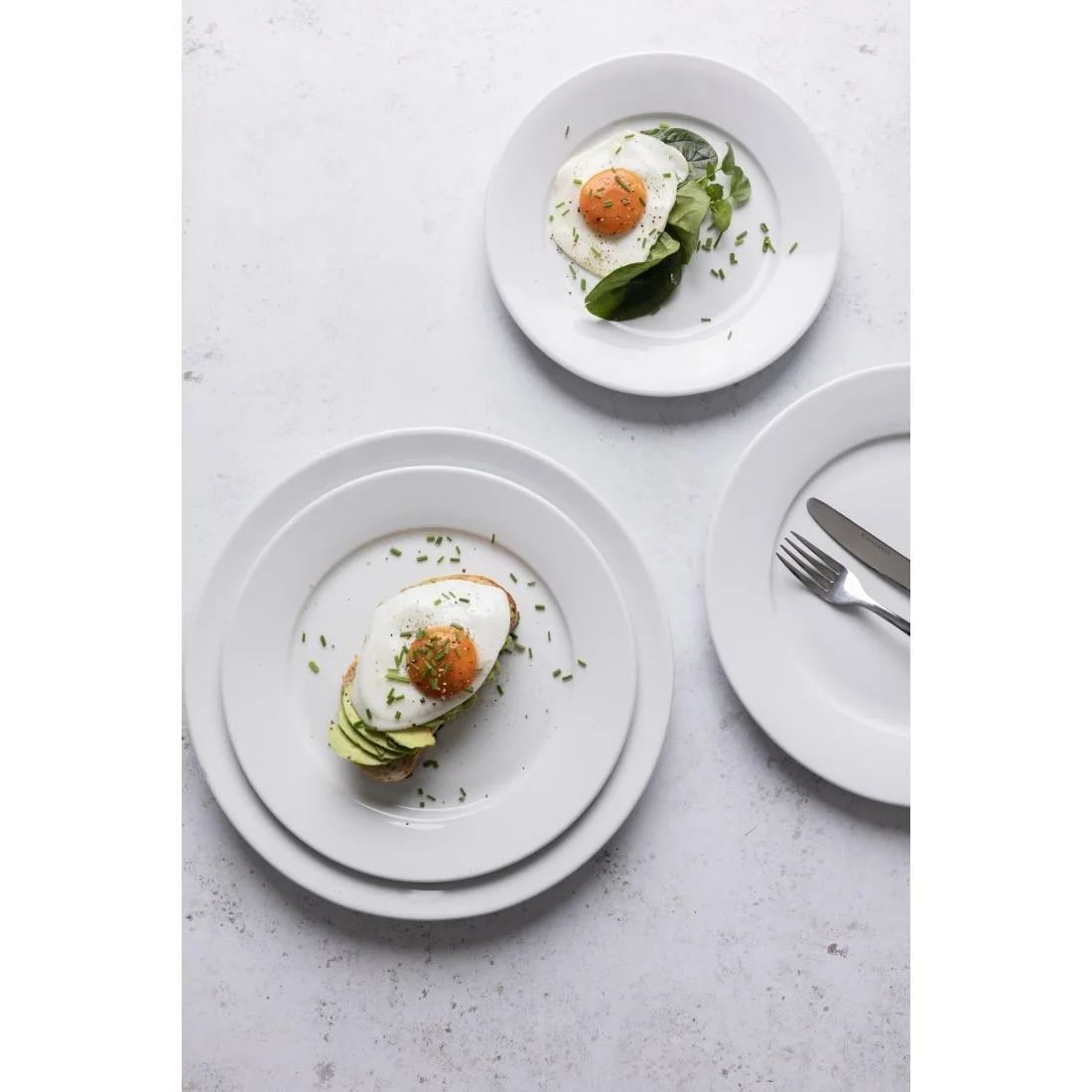 Olympia Whiteware Wide Rimmed Plates 202mm - Image 8