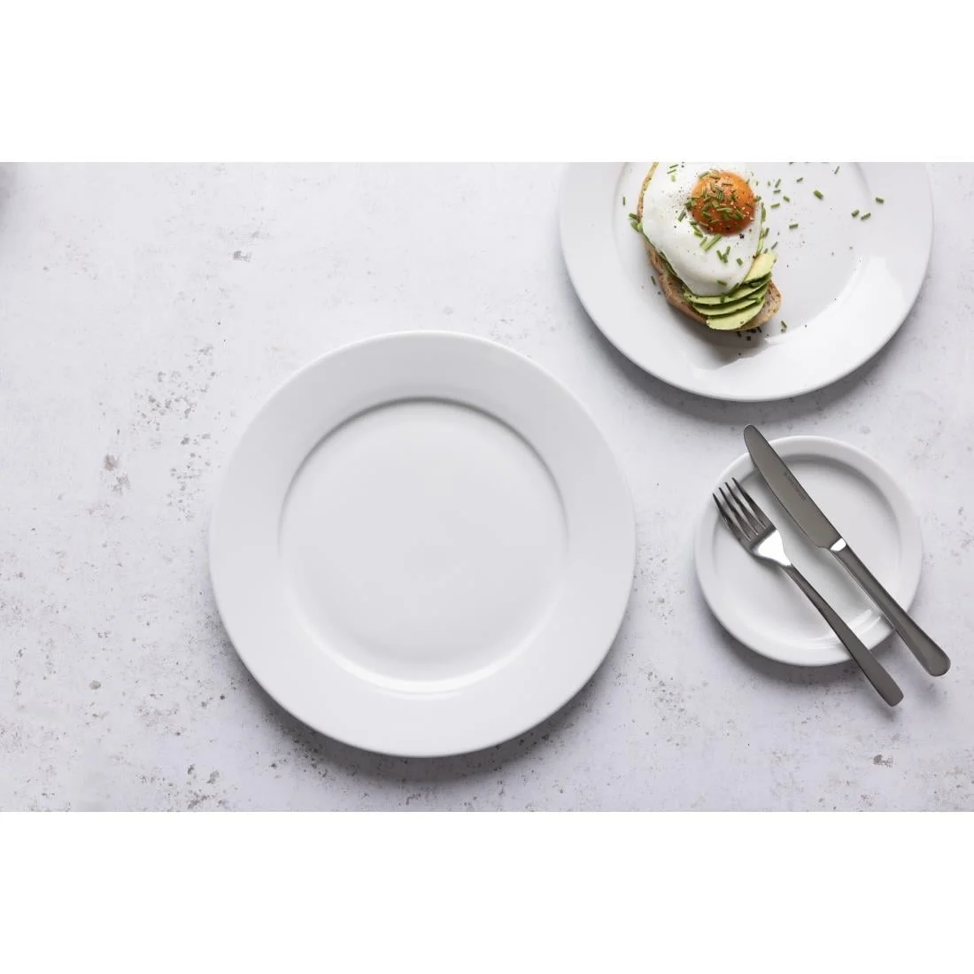 Olympia Whiteware Wide Rimmed Plates 250mm - Image 8