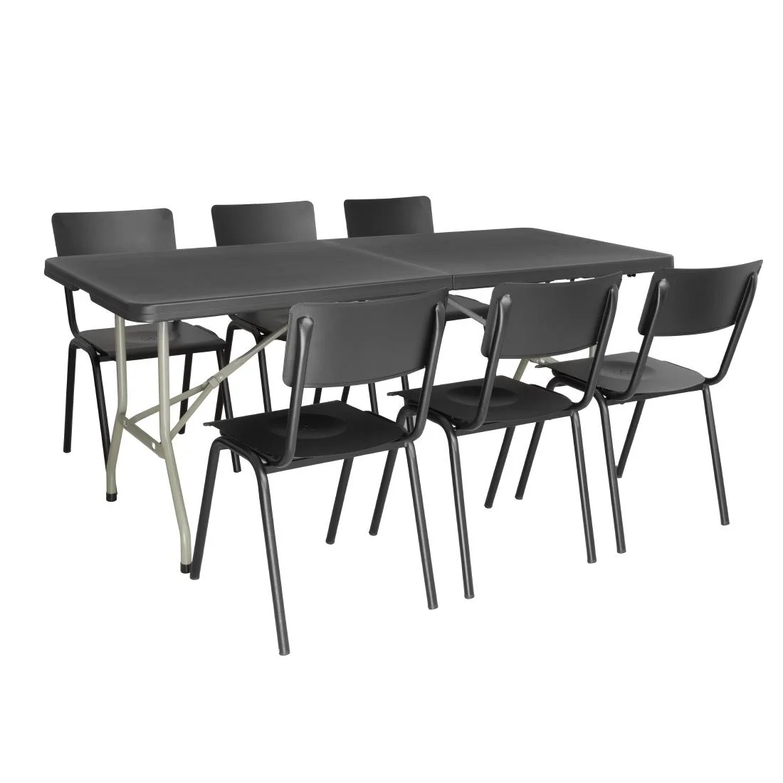 Bolero Rectangular Centre Folding Table 6ft Black - Image 2