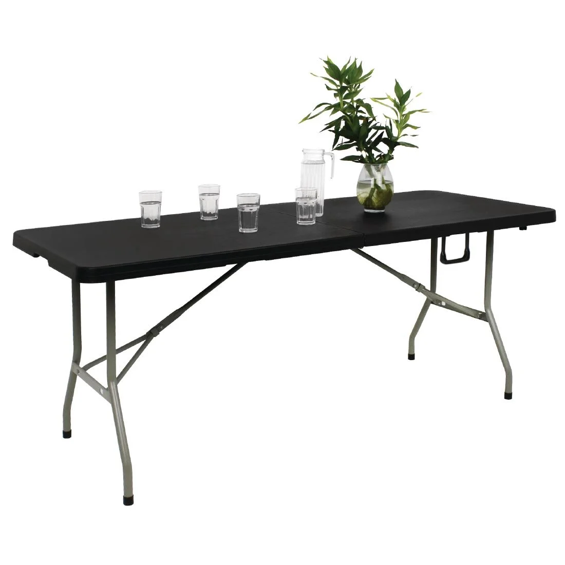 Bolero Rectangular Centre Folding Table 6ft Black - Image 6