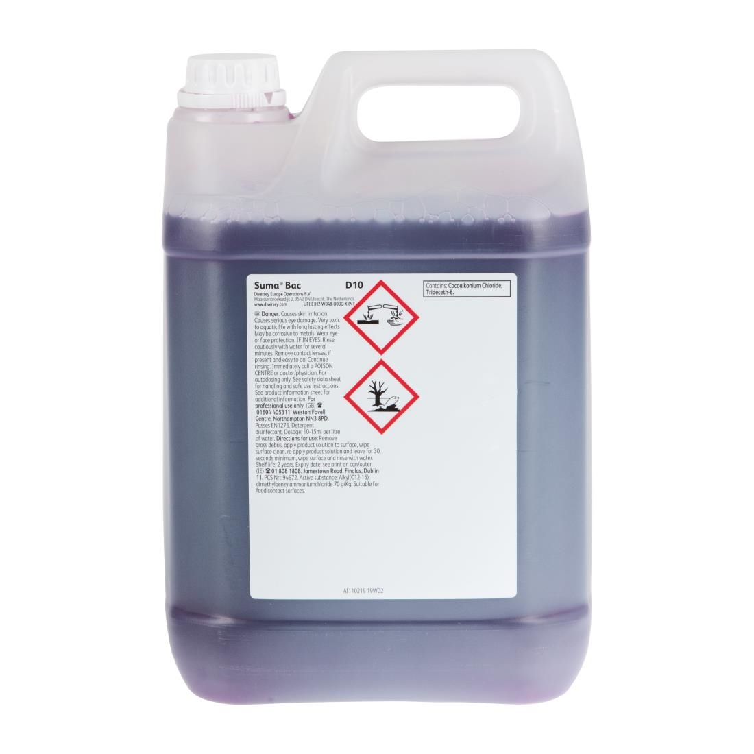 Suma Bac D10 Cleaner and Sanitiser 5 Litre (Pack of 2)