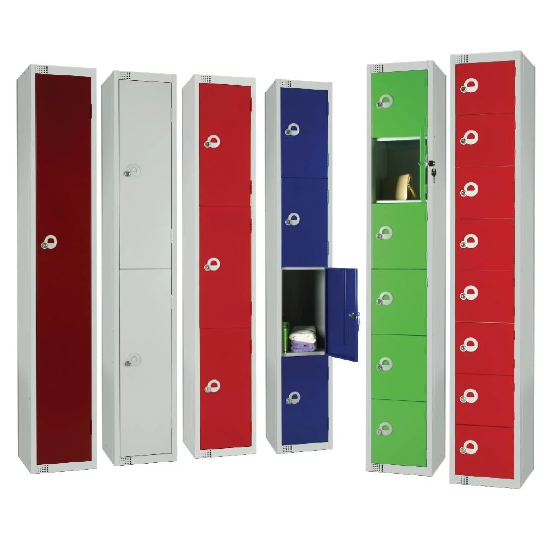 Elite Eight Door Coin Return Locker with Sloping Top Red - Image 2