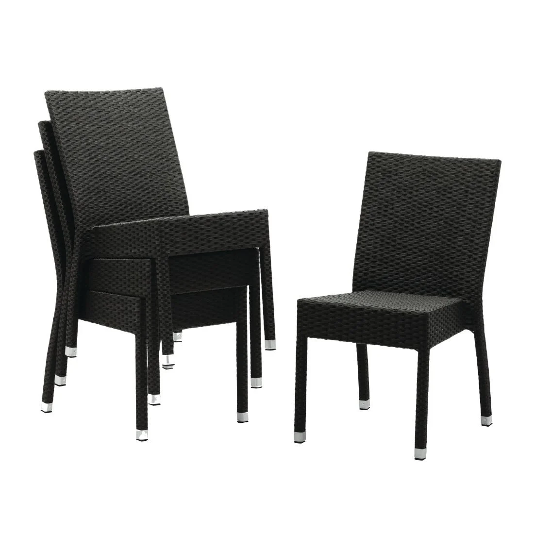 Bolero PE Wicker Side Chairs Charcoal (Pack of 4)