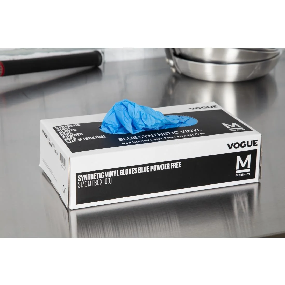 Vogue Vinyl Food Prep Gloves Blue Powder Free Medium - Image 6