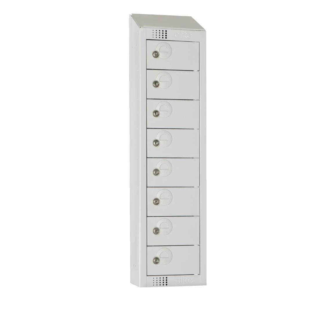 Elite Personal Effects Locker 8 Door Grey Camlock Sloping Top