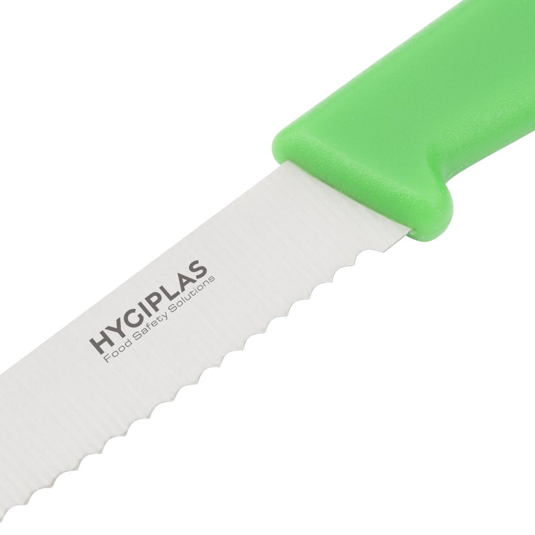 Hygiplas Serrated Tomato Knife Green 10cm