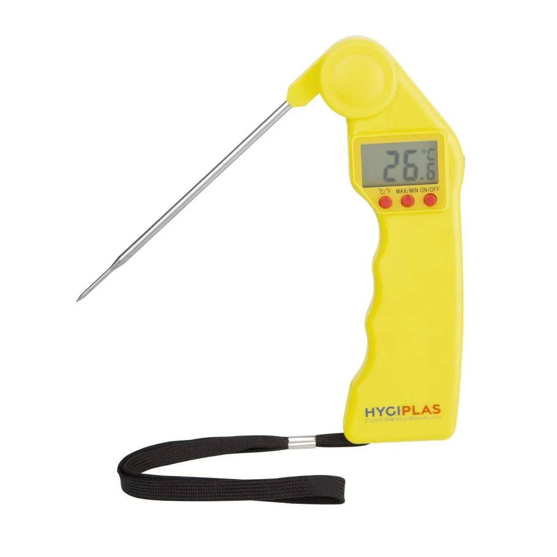 Hygiplas Colour Coded 3-Piece Yellow Tong, Chopping Board & Thermometer Set - Image 3