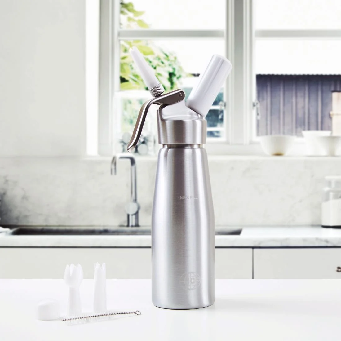ICO Aluminium Whipped Cream Dispenser Silver 500ml - Image 3