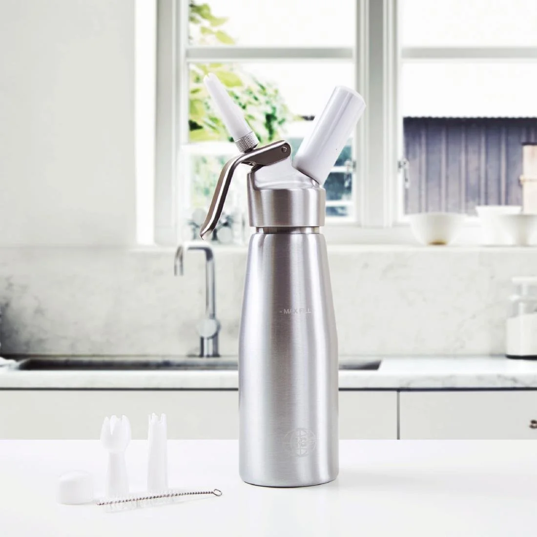 ICO Aluminium Whipped Cream Dispenser Silver 500ml - Image 3