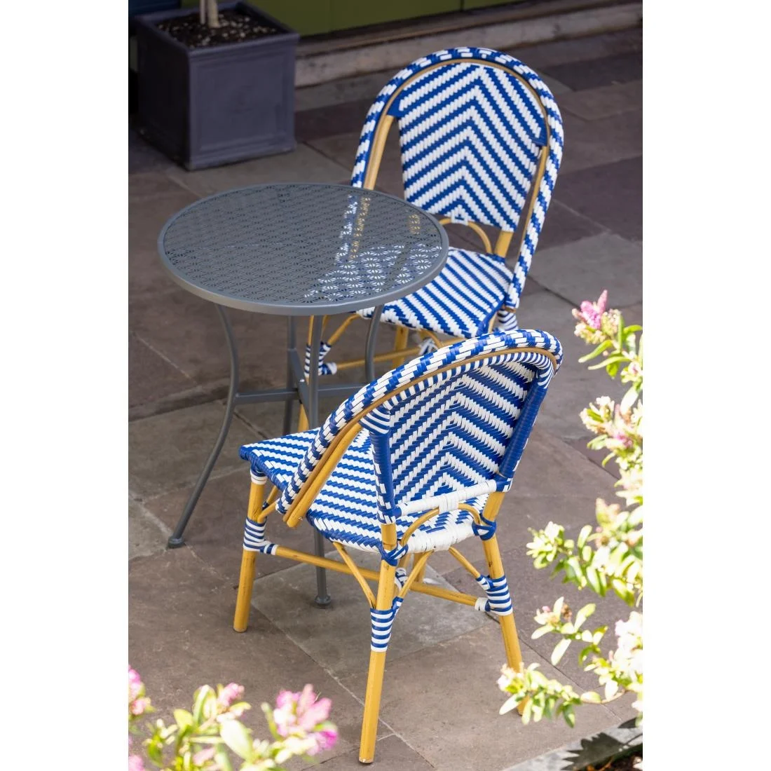 Bolero Parisian Style Rattan Side Chair Blue (Pack of 2) - Image 2