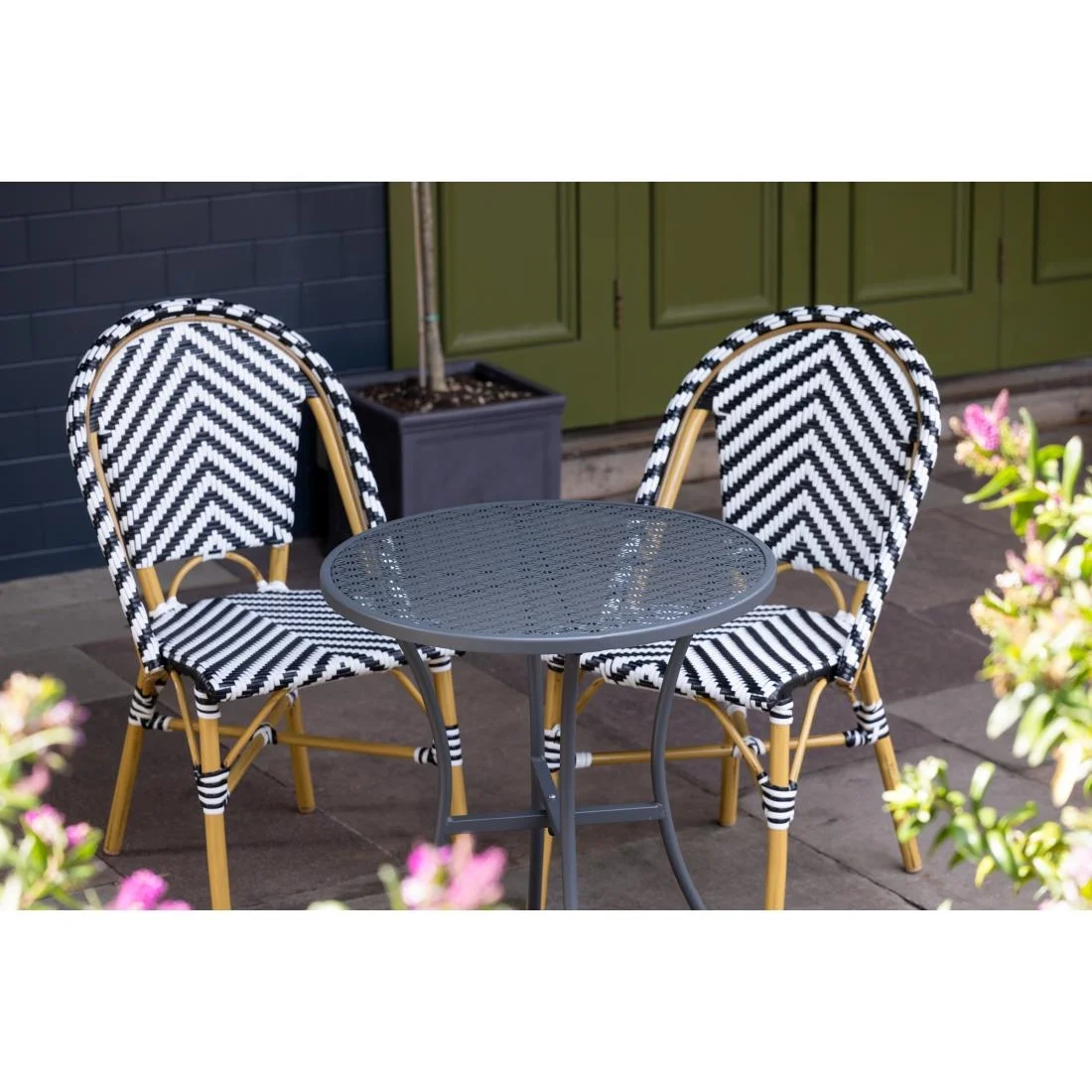 Bolero Parisian Style Rattan Side Chair Black (Pack of 2) - Image 2