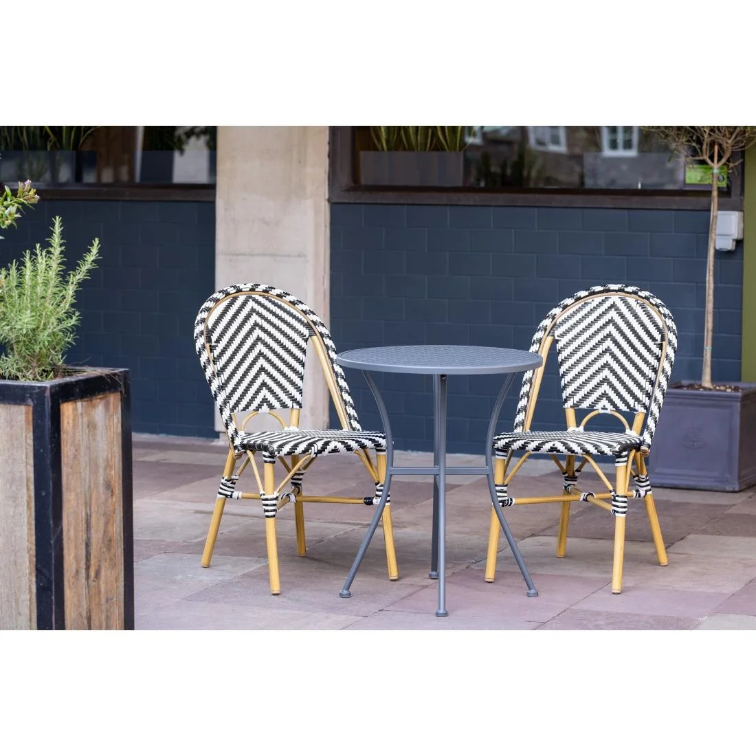 Bolero Parisian Style Rattan Side Chair Black (Pack of 2) - Image 3