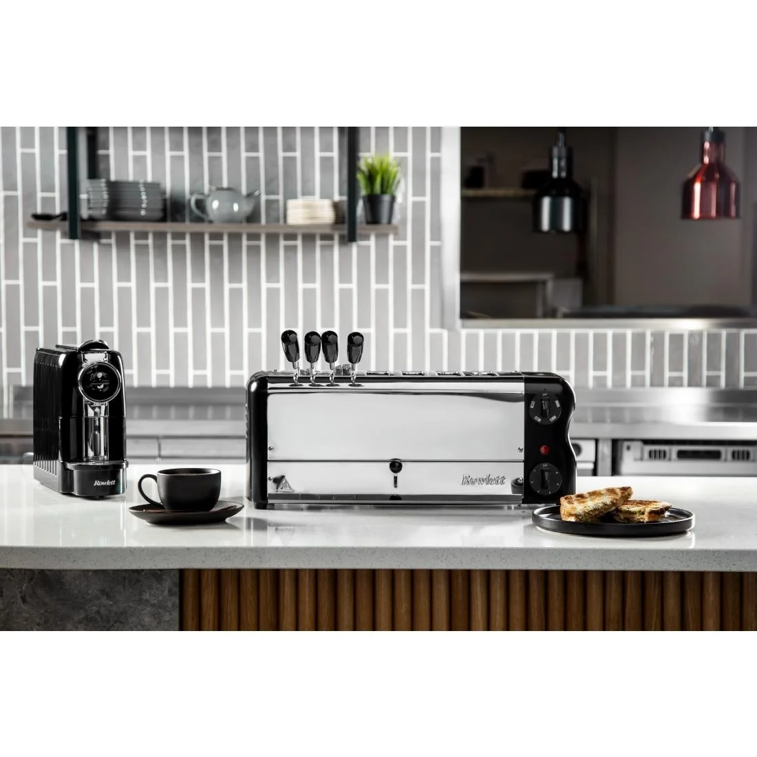Rowlett Esprit 6 Slot Toaster Jet Black with Duraheat Elements & Sandwich Cage - Image 2