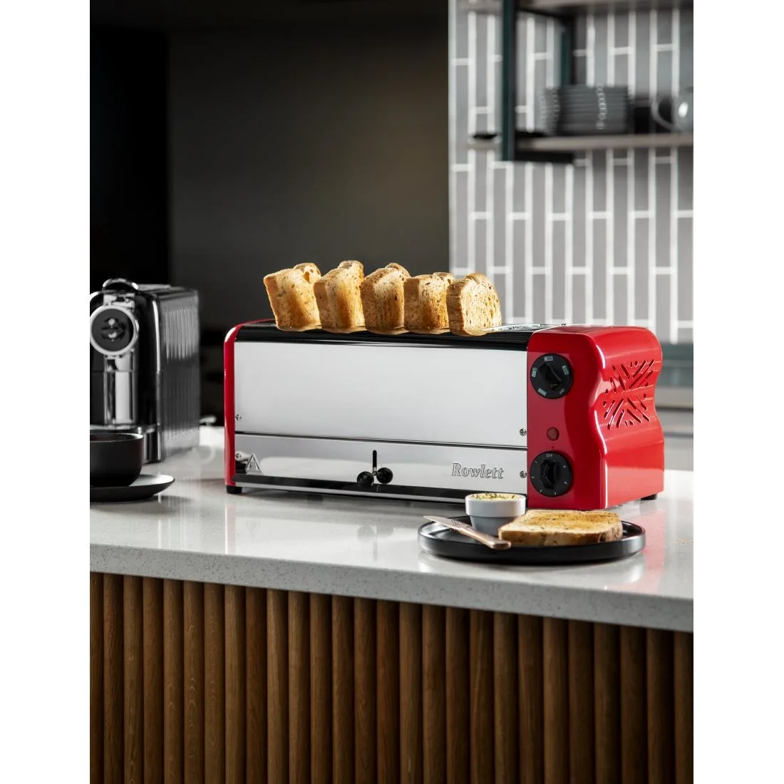 Rowlett Esprit 6 Slot Toaster Traffic Red w/2x Additional Elements & Sandwich Cage - Image 4