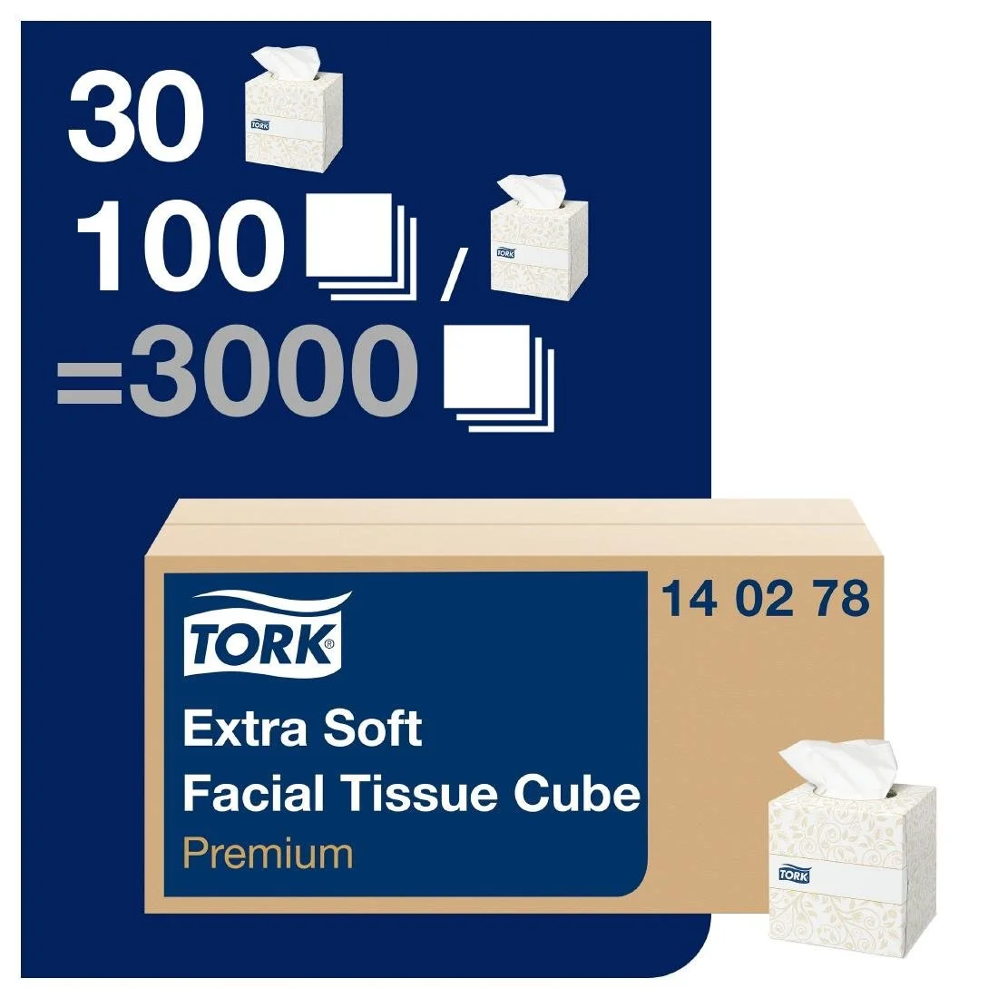 Tork Soft Facial Tissue Cube Box White (30 Pack) - Image 2